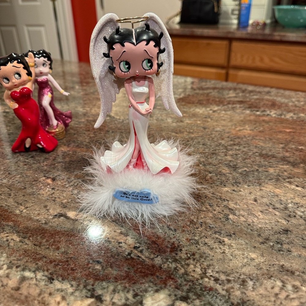 Betty Boop White Fluffy Decor Bobble Head Angel